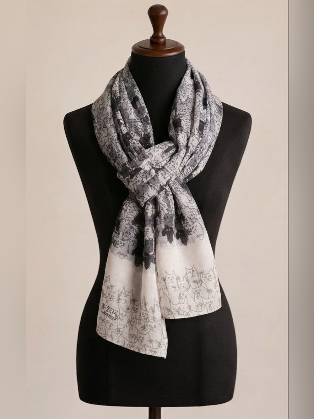 BEZEM Sal Cat Collection Black White Grey Wrap/Scarf